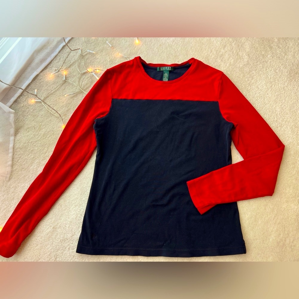 Ralph Lauren Black and Red Long Sleeve Top